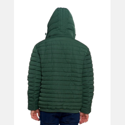 ZIELONA pikowana MĘSKA KURTKA z odpinanym kapturem MORAJ